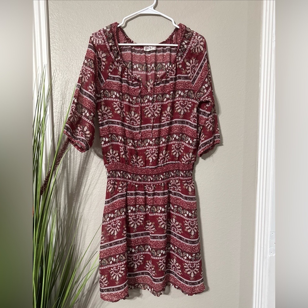 #603 Truce Sheer Chiffon Boho Knee Length Dress Size Medium